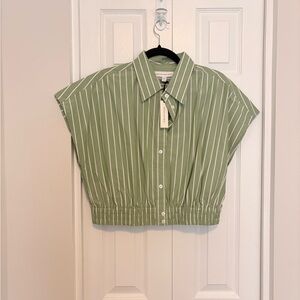 NWT - Banana Republic 100% Cotton Green Striped Button Down Shirt